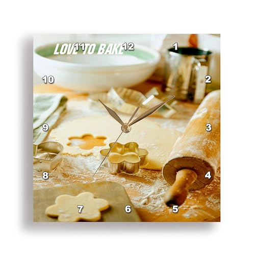 3dRose DPP_33191_1 Love to Bake-Wall Clock, 10 by 10-Inch