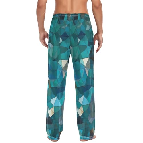 Men's Pajama Pants Blue Glitter Print Sleep Pajama Lounge Pant with Pockets, Elastic Waistband2