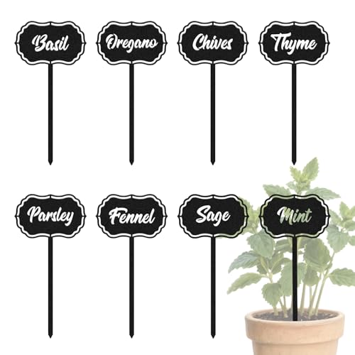 CUTHOLLOW 8PCS Food Spices Garden Plant Markers, Metal Plant Labels