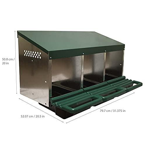 Homestead Essentials 3 Compartment Roll Out Nesting Box for Chickens | Heavy Duty Chicken Coop Nesting Box with Lid Cover to Protect Eggs (with Perch) | for Up to 15 Hens - Thumbnail 4