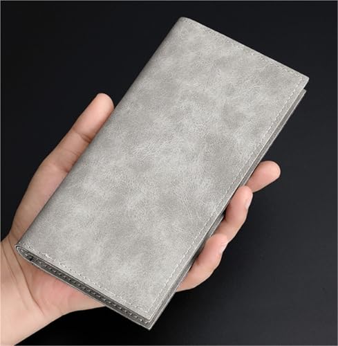 Wallet Long Multi-Card Slots Casual Wallet Card Holder Solid Color Retro Wallet(LightGray)4