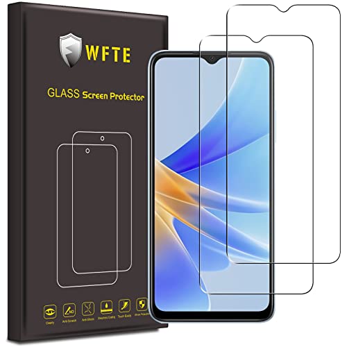 WFTE [Lot de 2] Verre Trempé pour Oppo A17, 0,26mm Film de Protection d'écran avec Haute Transparence à 99%, Anti-Trace Protecteur avec Dureté 9H Glass Cover