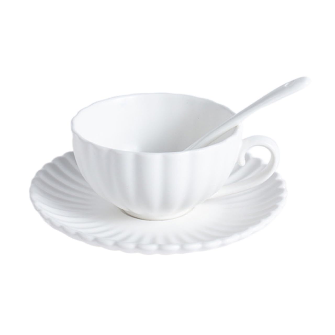 Matowy Zestaw Filiżanek Do Kawy, Spodków, Łyżeczek, Kwiatów Do Herbaty, Prostych Ceramicznych Pojemników Na Mleko, D-Jasnoszary