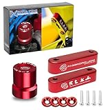 x xotic tech Red Aluminum Car VTEC Solenoid Valve Protection Cover Cap + Front Hood Vent Space Riser Spacer Kit, Compatible with Honda B/D/H-Series Civic or Acura Integra Engine Accessories