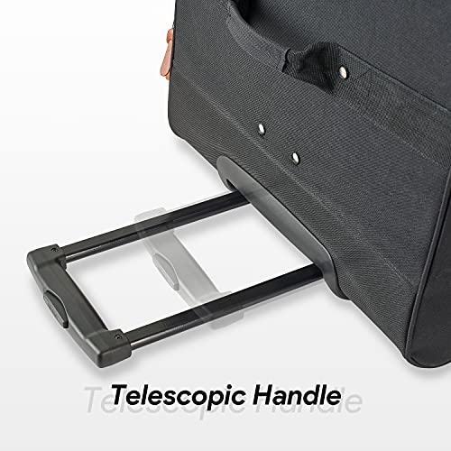 BRUUN Large Size Duffel Bag – Black Colored Dream Rolling Carrier with Garment Rack and Wheels for Travel – Specially Designed for Men and Women to Hang Clothes on Long Journeys