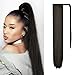 FESHFEN Straight Ponytail Extensions 28 Inch Long Wrap Around Synthetic Hair Piece Clip in Ponytail Hair Extensions Hairpiece for Women Girls 150g