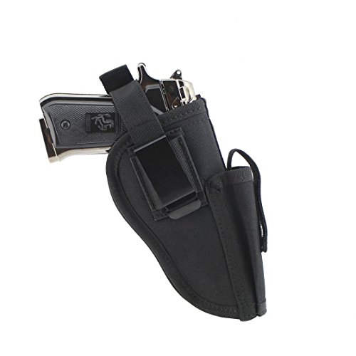 ENJOY OUTDOOR Gun Holster with Steel Clip for Concealed Carry Inside or Outside The Waistband for Right and Left Hand Draw, Elastic Hand Gun Holder Fits Full Size 9mm 40 45 Pistols