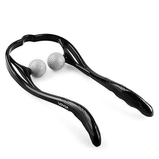 VOYOR Masajeador Cuello Shiatsu Masajeador Cervical y Espalda Masaje para Cabeza Hombros Manual Portátil Neck Massager Tejido Profundo Doble Punto de Gatillo Masajeador para Relajación de Fatiga MS110