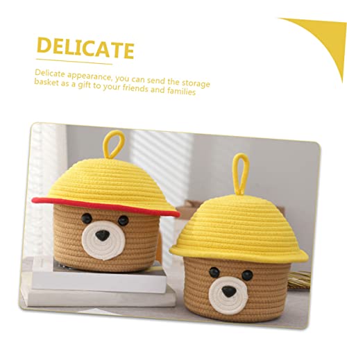 Panier de rangement en coton Mikikit avec couvercle ours - 7
