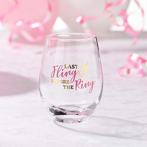 Lillian Rose Gla Bride To Be, Bachelorette Last Fling Before The Ring Stemless Wine Glass, 18Oz, Clear #TOP2