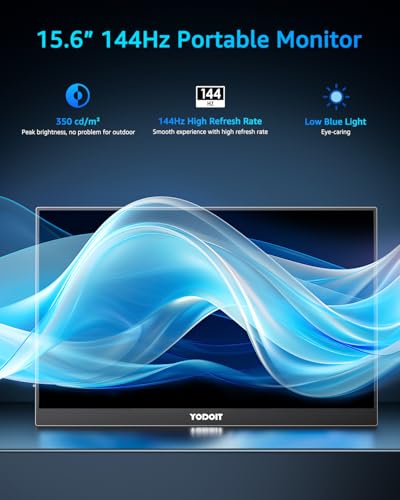 Image of Yodoit Portable Monitor 144Hz 15.6Inch - 1080P Gaming Screen for Laptop IPS Display with USB Type C Port and Speakers with Smart Cover Metal Compatible with PC, MacBook, Xbox (Black)