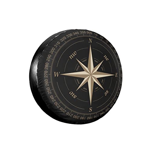 Cubierta de repuesto para llantas de coche, impresión de patrón de brújula, protección universal impermeable, para SUV, RV, remolque, accesorios para ruedas de coche (15 pulgadas / 70-75 cm)