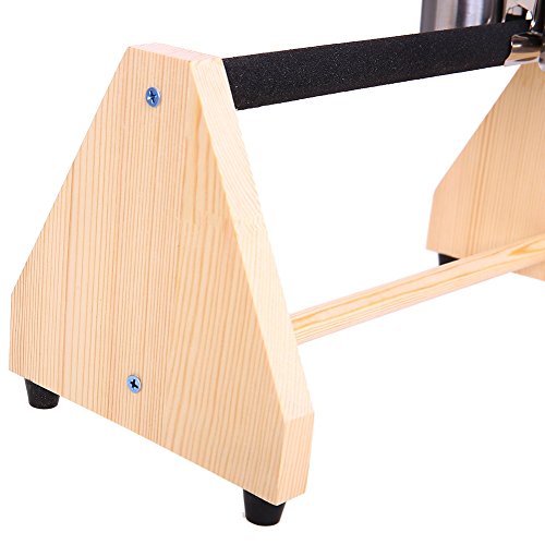 Image of QBLEEV Parrot Play Wood Stand, Bird Grinding Perch Table Platform with Cups | Birdcage stands with feeder dish cup, portable table playstand for small cockatiels, conures, parakeets, finch, easy assembly