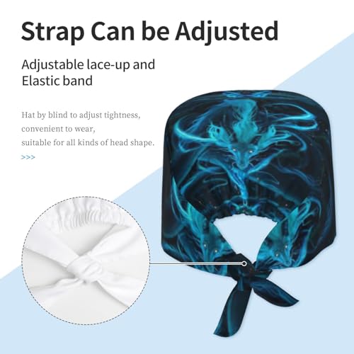 Image of Cute Pug Dog Print Working Cap Scrub Cap with Sweatband,Adjustable Fashion Bandage Tie Back Hat Headwear for Women Men