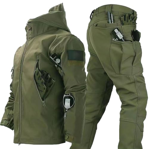 RVUEM Army Green,XL, 2025 Neue MilitäRische Softshell AnzüGe, Armee KampfanzüGe, Herren Winter...