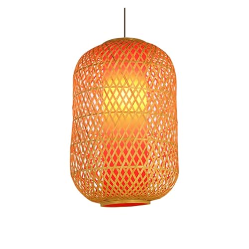 Suspension rotin rouge 40cm pour illuminer chaleureusement la salle