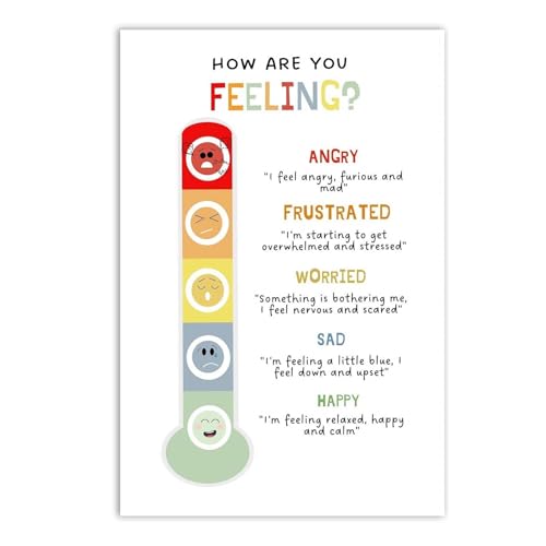 Kids Feelings Poster Calm Corner Chart Classroom Wall Decor SEL Educational Preschool Elementary(Unframed,12x18inch(30x45cm))