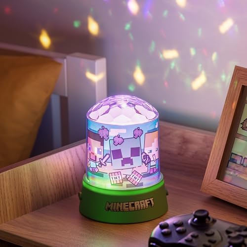 Paladone Minecraft Party-Projektionslicht, offiziell lizenzierte RGB-LED-Lampe für Kinder, Zuhause, Geburtstage, Partys, batteriebetrieben, Gaming-Fanartikel