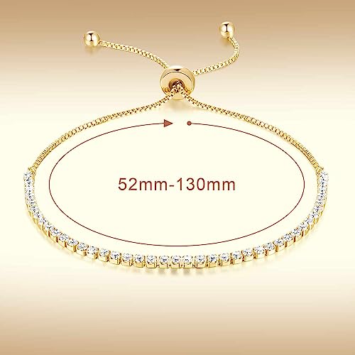 Tennis Bracelets for Women 14K Gold Bracelets for Women 14K Gold Cubic Zirconia Adjustable Bolo Clasp4