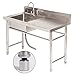 Produktbild LLQQ Edelstahlspüle Spulbecken,Edelstahl Spültisch-,Küchenspüle,Gewerbe-spülbecken,Freistehendes Spüle Mit Werkbank Und Heiß- Kaltwasserhahn,Für Waschküche Verstellbaren Füßen,70x40x75cm/27x15x29in