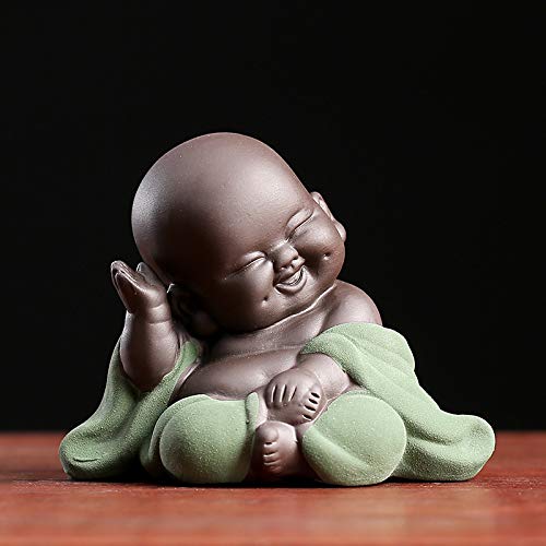Estatua de Buda Cerámica Verde 2.8 pulgadas miniatura 2
