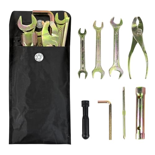 8PCS Motorcycle Repair Tool Kit, Includes Pliers, Double Head Spark Plug Socket, Screwdriver, Wrench, Spanner, Portable Motorcycle Maintenance Tools with Storage Bag, Universal Fit