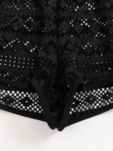 GORGLITTER Women's Crochet Cover Up Shorts Hollow Out Sheer Lace Bikini Swimsuit Summer Beach Shorts3