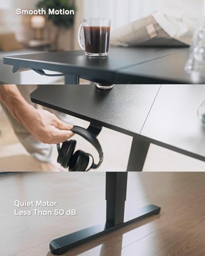 Image of Marsail Standing Office Desk,Adjustable Heights,Stand Up Desk,55x28 Inches Desktop Sit Stand Home Office Gaming Computer Desk with 4 Memory Presets,Headphone Hook,Cable Organizer,Black.