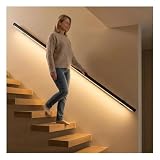 Pasamanos de pared para escalera con iluminación LED, riel de seguridad moderno de aleación de aluminio cálido 3000 K para escaleras interiores, pasillo