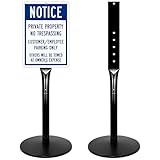 Mutualsign Parking Sign Post 49' Heavy Duty Cast Iron Parking Signs Stand, Movable Sign Stand for Hanging Signs, Black (20lbs, 2Packs)