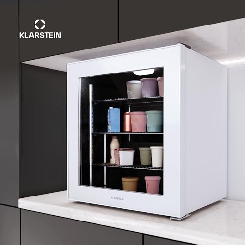 Klarstein IceAge 88 Mini Gefrierschrank, 88 L, Temperatur 0 bis -18 °C, LED-Innenbeleuchtung, 3 Einlegeböden, Energieeffizienz E, Kompakt & Sparsam, Kleine Gefriertruhe, Weiß