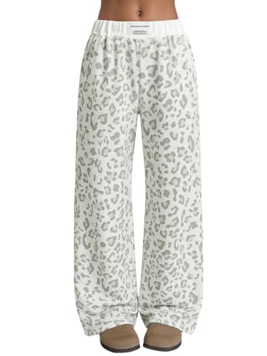 Image of RoseSeek Girl's Wide Leg Baggy Sweatpants Patched Track Pant Joggers Trendy | High Elastic Waist, Long Trousers, Sweat Pants for Girls Size 10-12, Streetwear, Fall Outfits