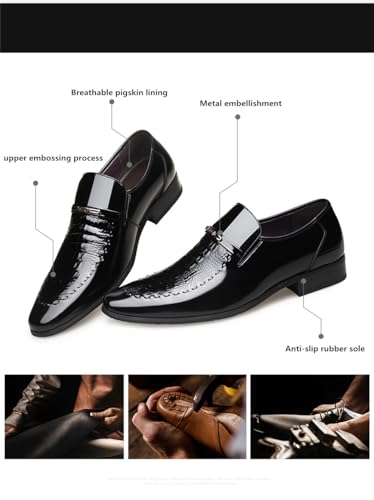 Men's Dress Tuxedo Shoe Slip-on Fashion Patent Leather Loafers3