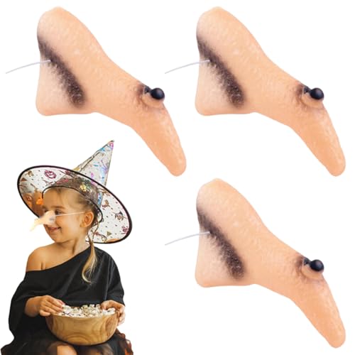 3 Piezas Nariz Falsa De Bruja, Nariz Larga De Látex Realista, Ideal Para Halloween, Fiestas De Disfraces, Teatro Y Bromas De Miedo, Color Piel