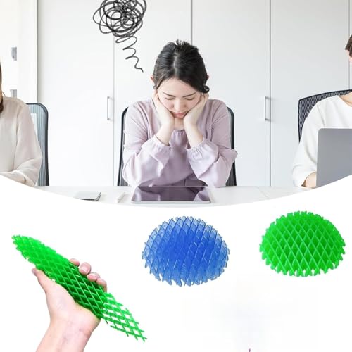 2 Stück Fidget Wurm Spielzeug, Formwandelnder Magische, Sensory Toys, Squeeze Stretchy Toy, Blau und Grün knallender Wurm Dehnbares Spielzeug für Erwachsene