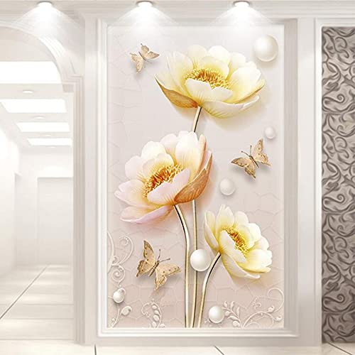 Diamond Painting Fleurs Jaunes pour Salon Grand Format 5D Kit Broderie Diamant Déco Bureau