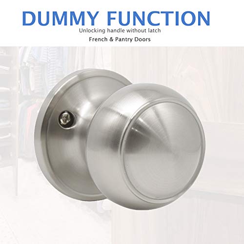 Knobonly 6 Pack Dummy Door Knob Pull/Push Function Single Side Handleset Satin Nickel Finish #TOP3
