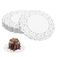 Mozeat Lens 150 Stück Tortenspitze Rund, 11.4cm(4.5 Zoll) Tortenpapier Weißes Spitzenpapier Kuchen Tortendeckchen Aus Papier Tortenunterlage für Hochzeit, Geburtstag, Kuchen, Desserts, Pizza
