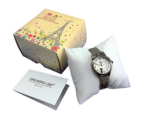 Dreaming Q&P Fq-234 Soft Leather Strap Bowknot Cute Kitty Girl's Women's Students Quartz Wrist Watches Grey #TOP6