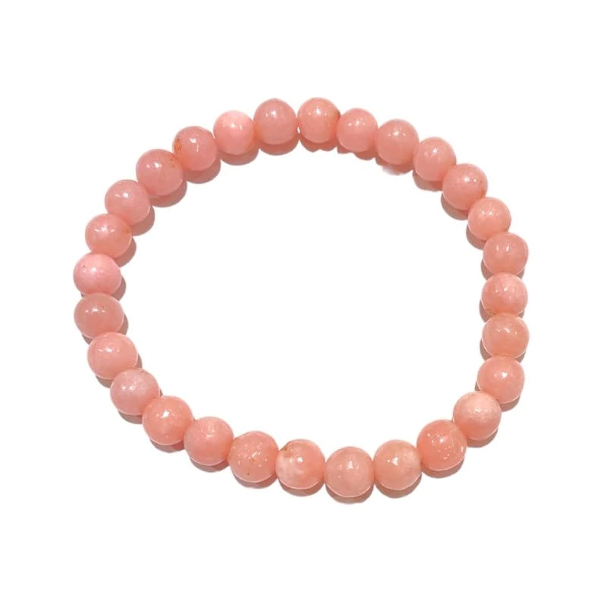 Unisex Natural Pink Opal 8mm Bead Stretchable Bracelet