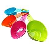 RYPET Dog Food Scoop Set of 4 - Plastic Measuring Cups for Dog, Cat and Bird Food (Random Color)