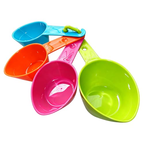Rypet Dog Food Scoop Set of 4 - Plastic Measuring Cups for Dog, Cat and Bird Food (Random Color)