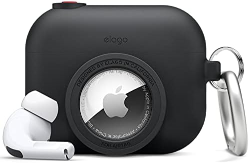 elago Snapshot Cover Compatible with Apple AirPods Pro, Compatible with AirTags[Black] - Cute Classic Camera Design, Locator Case, Drop Protection, Key Ring Included, Tracking Device Not Included