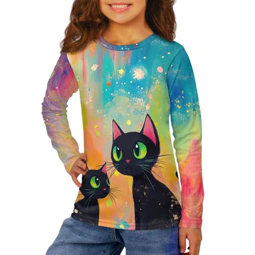 Image of Long Sleeve Shirts for Girls Winter Tops 3-16t Cartoon T Shirts for Fall Clothes