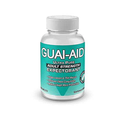 GUAI-AID 200 600mg Guaifenesin Caplets “for All-Day Everyday Mucus Relief” Controls phlegm, Cough, Chest Congestion, colds & flu.