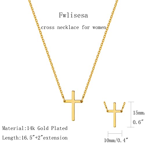 Fwlisesa Small Cross Necklaces For Women, Dainty Gold Necklace 14K Gold Plated Cute Tiny Cross Pendant Necklace Simple Gold Choker Necklaces For Women Trendy Aesthetic Jewelry Gifts For Teen Girl #TOP5