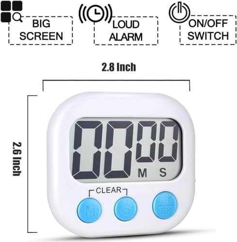Image of Blue Tick Kitchen Timer and Countdown | Loud Ringer | 99 Miniute Setting | Magnetic or Stand | White | 6 Month Warranty