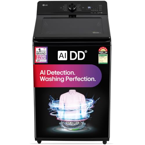 Image of LG 10 Kg, 5 Star, AI Direct Drive Technology, Wi-Fi Enabled, Inverter DirectDrive, Fully Automatic Top Load Washing Machine (TX310NWO, Turbodrum, Hard Water Wash, Turbowash, 6 Motion DD, Onyx Black)