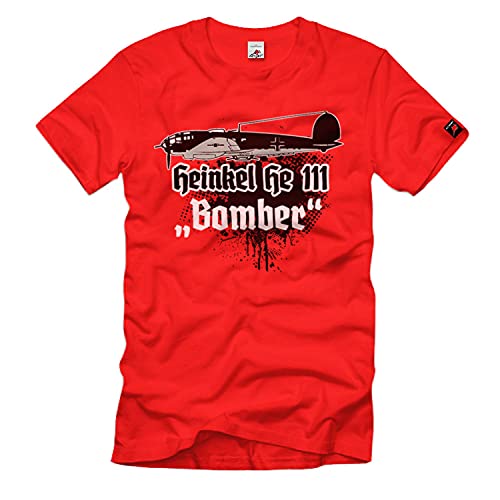 T-shirt He 111 avec motif avion de bomber rouge en coton peigné Small durable