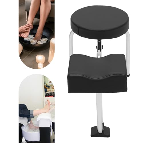 Butaco para Pedicure JLYNOWPT, Reposapiés Ajustable con Cojín de PVC Negro y Plata, Estilo Moderno miniatura 6